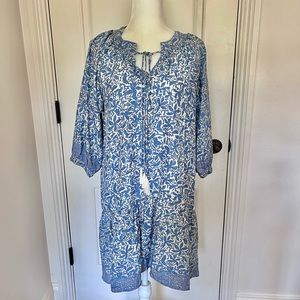 Natalie Martin 100% Silk Women’s M Blue White Floral Dress